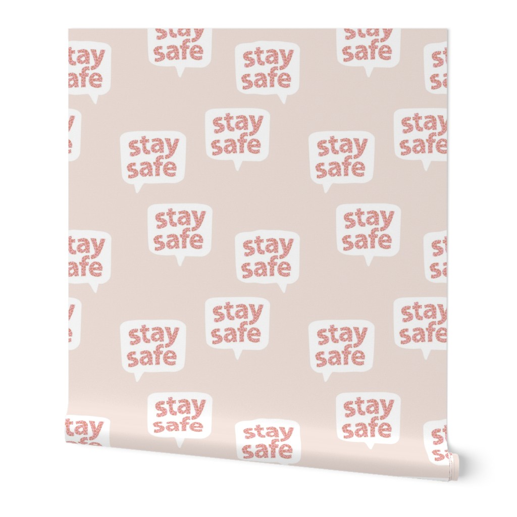 Inspirational text designs Stay safe and stay home corona virus design beige pink leopard spots