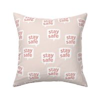 Inspirational text designs Stay safe and stay home corona virus design beige pink leopard spots
