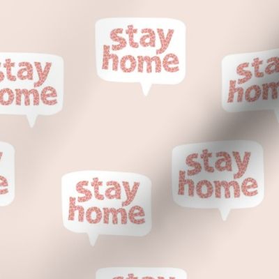 Inspirational text design stay home save lives corona virus design beige pink leopard spots