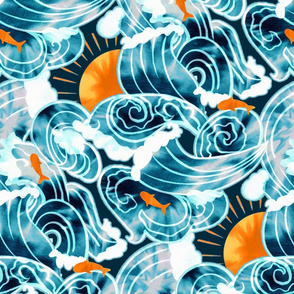 Ocean 'Tide' Dye - Orange & Teal 