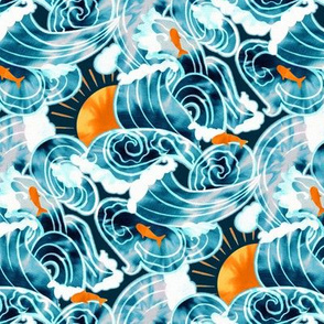 Ocean 'Tide' Dye - Orange & Teal (Small Version) 