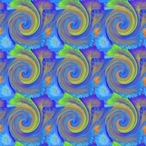 TIE DYE 3 SPIRAL TILES BLUE PSMGE