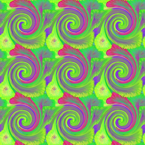 TIE DYE 3 SPIRAL SQUARES TILES  NEON GREEN PSMGE