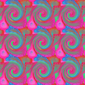 TIE DYE 3 SPIRAL squares tiles PINK SUMMER PSMGE