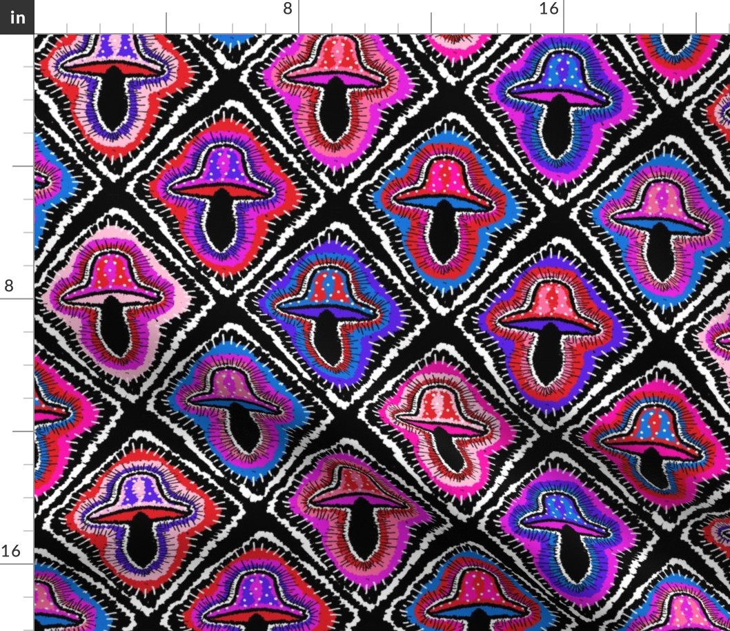 Shrooms Fabric - Tie Dye fabric by Andrea Lauren - pink, purple