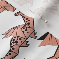 Small scale // Origami metallic dragon friends // white background metal rose fantasy animals