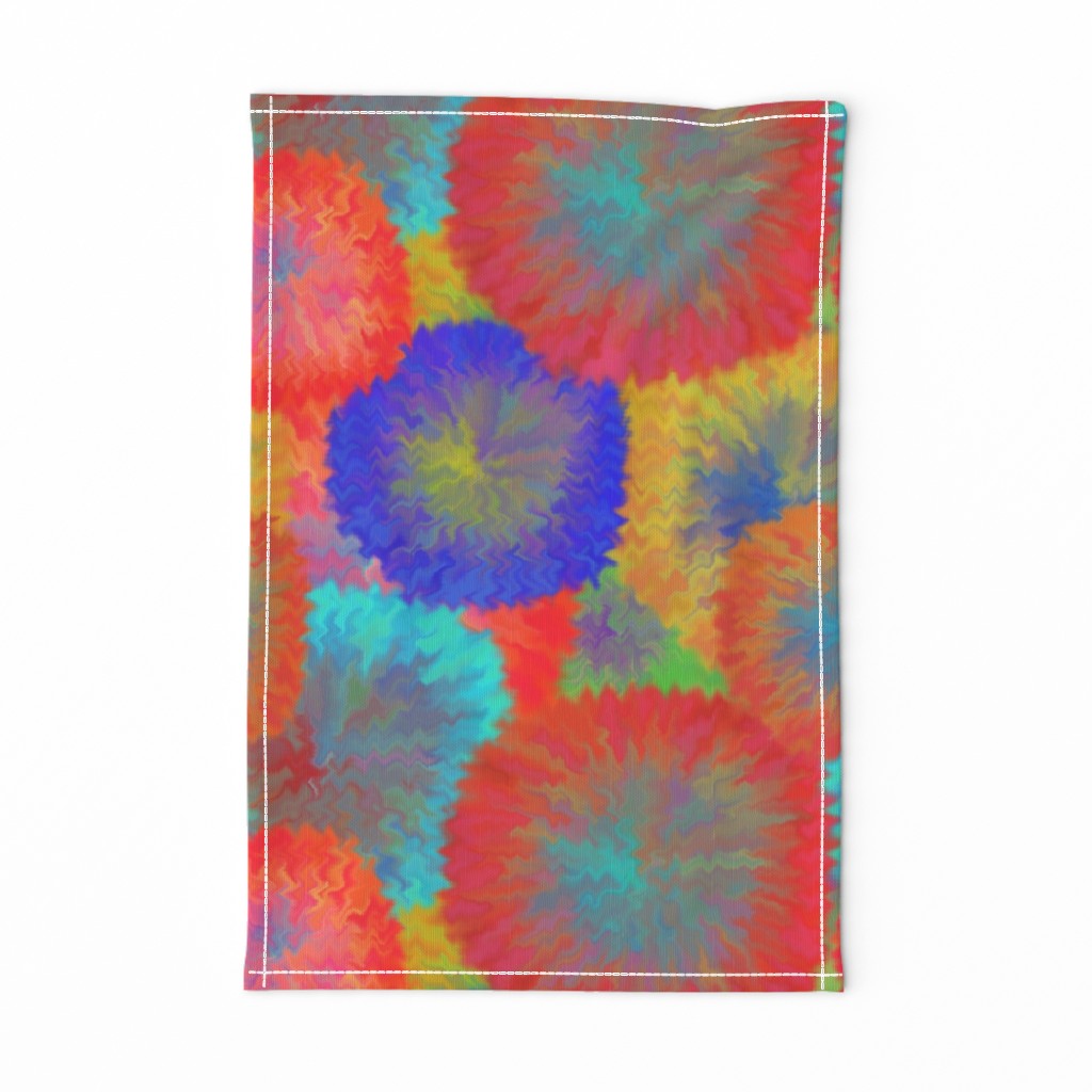 LARGE TIE DYE 10 FUZZY FLOWERS FIREWORKS PSMGE