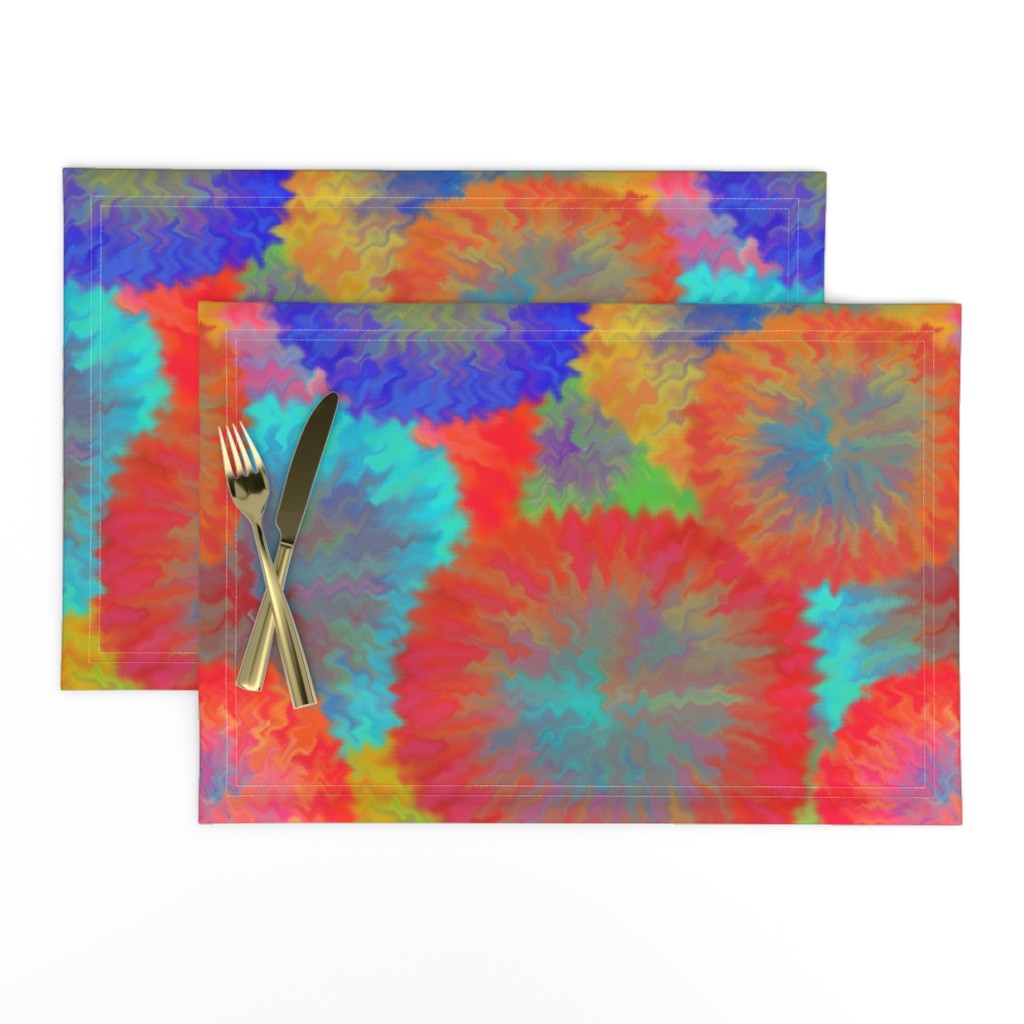 LARGE TIE DYE 10 FUZZY FLOWERS FIREWORKS PSMGE