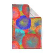 LARGE TIE DYE 10 FUZZY FLOWERS FIREWORKS PSMGE