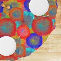 LARGE TIE DYE 10 FUZZY FLOWERS FIREWORKS PSMGE