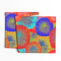 LARGE TIE DYE 10 FUZZY FLOWERS FIREWORKS PSMGE