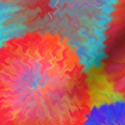 LARGE TIE DYE 10 FUZZY FLOWERS FIREWORKS PSMGE