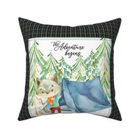 Camping Raccoon Pillow Front - Fat Quarter size