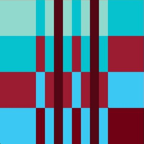 Large -  Step Up Stripes in Burgundy - Rose Red - Aquamarine -Turquoise