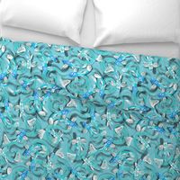 Papercuts | Blue Koi Fish on Lt Aqua “Paper”