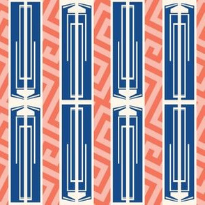 JAZZ AGE STRIPE (CORAL AND BLUE)