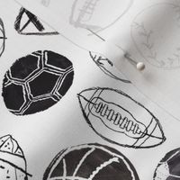 Sports Ball in Black and White - Baseball, Football, Basketball and Soccer Small Version