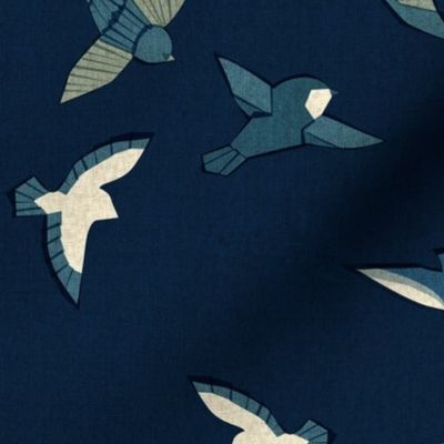 Itajime Bird Flock {Indigo}