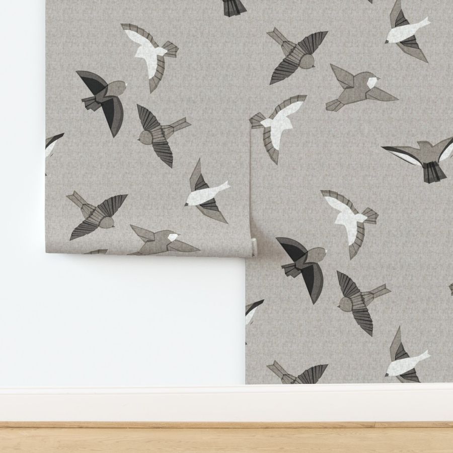 Itajime Bird Flock {Grey}