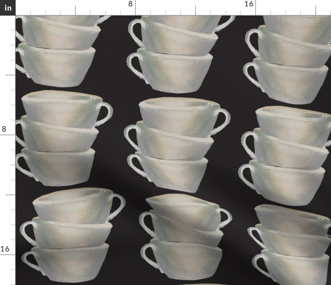 A stack of cups on black