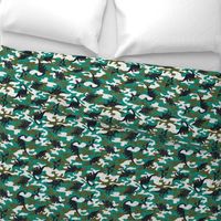 Dinosaur Camouflage / Green Linen Texture Camo Military Dino Boy Fabric Wallpaper