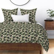 Dinosaur Camouflage / Khaki Linen Texture Camo Military Dino Boy Fabric Wallpaper