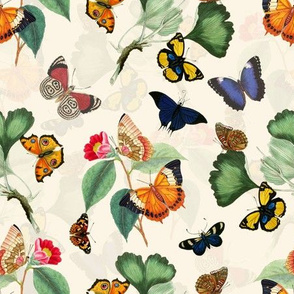9" Vintage Butterflies - beige cream - 2 layers