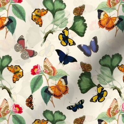 7" Vintage Butterflies - beige cream - 2 layers