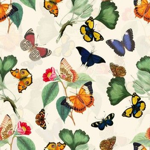 7" Vintage Butterflies - beige cream - 2 layers