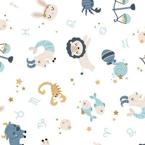 Baby horoscope - zodiac blue beige - rotated