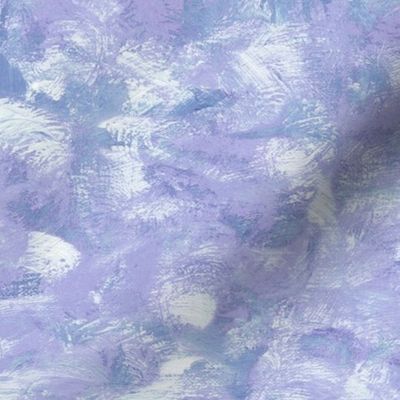 impressionist paint swirls in lavender-blue and white