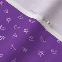 little hearts, moons and stars on purple