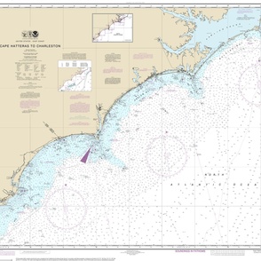 NOAA nautical chart #11520 - North & South Carolina shore, Cape Hatteras to Charleston (42x31.6" - one chart per yard)