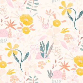 Collage Paper Cut Florals - pastel