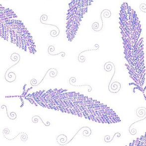 blue-violet feathers on white