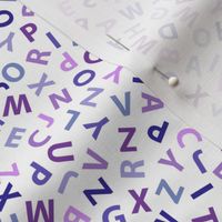 purple ditsy alphabet on white