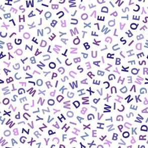 purple ditsy alphabet on white