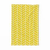 hand drawn herringbone | large scale white on yellow