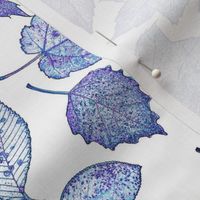 leaf etchings - blue-violet on white