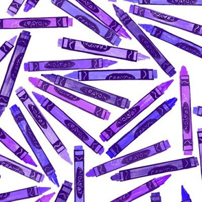 purple crayons on white