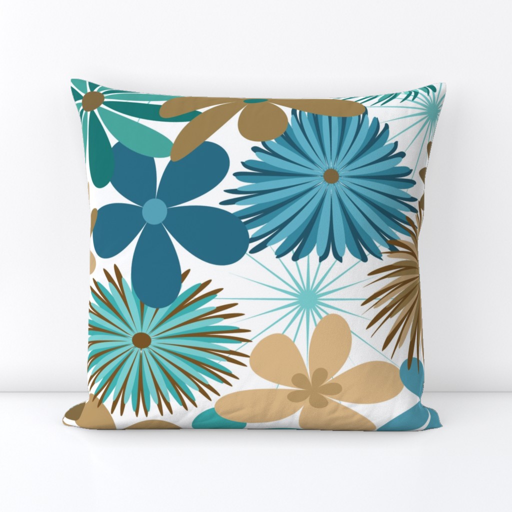 Retro Floral // Square Throw Pillow Cover | Spoonflower