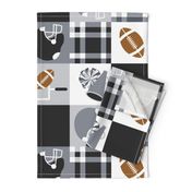 Football Cheater Wholecloth Quilt Black and White Rotated