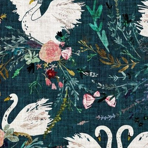 Fable Swan Damask (teal) MED 