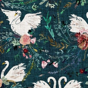 Fable Swan Damask (teal) SML 