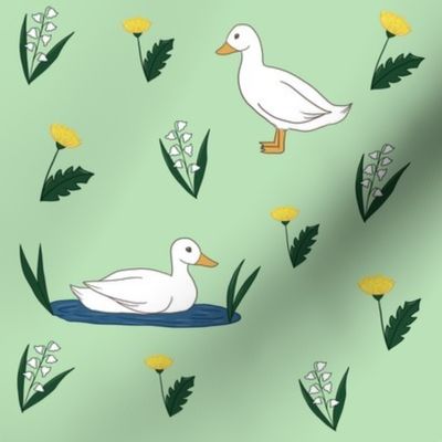 Spring Green Duck Print