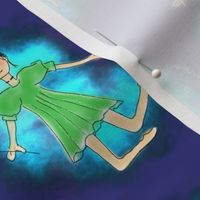 Seraphina, fairy princess!  Green on classic blue, medium 