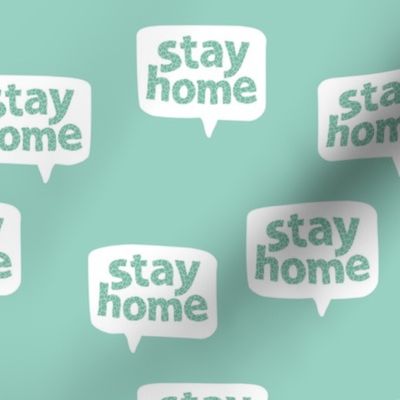 Inspirational text design stay home save lives corona virus design aqua mint leopard spots