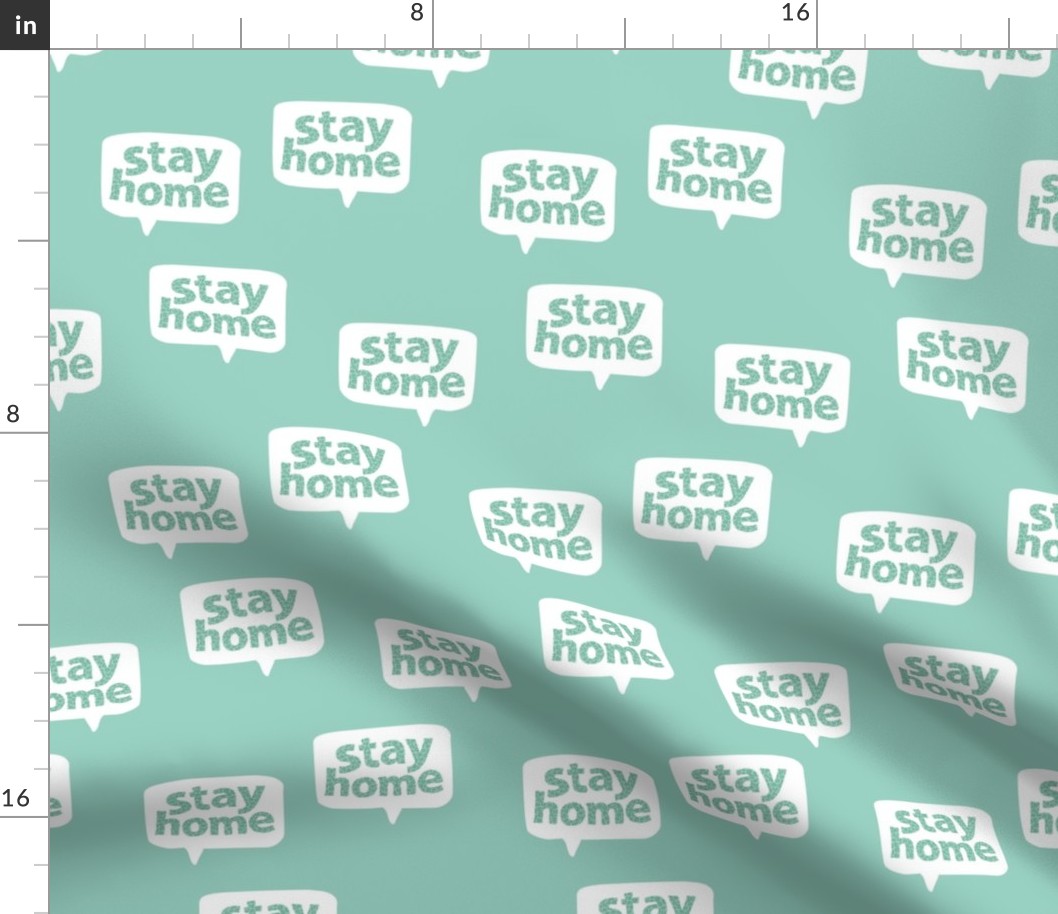 Inspirational text design stay home save lives corona virus design aqua mint leopard spots