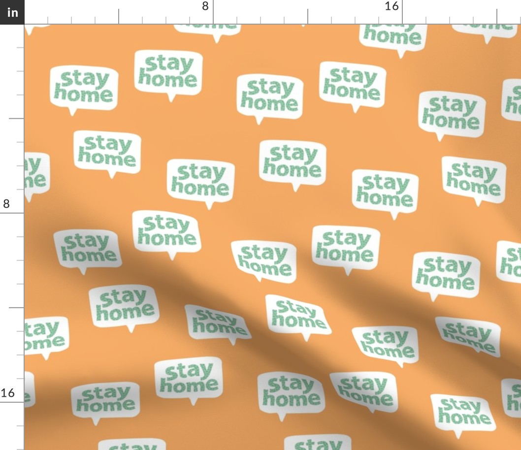 Inspirational text design stay home save lives corona virus design orange tangerine mint green leopard spots