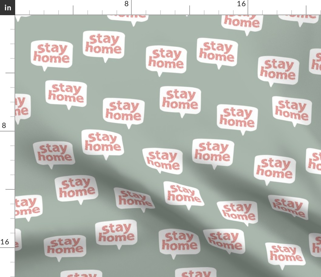 Inspirational text design stay home save lives corona virus sage green coral leopard spots